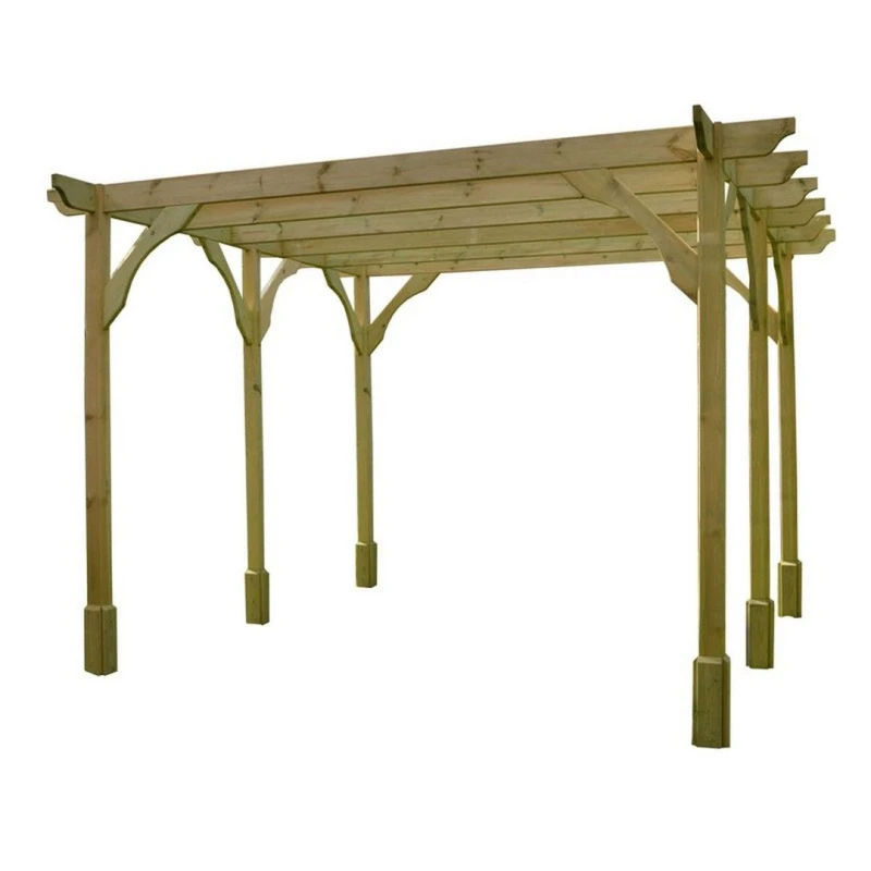 Image of Rutland County Garden Furniture Ltd Premium Pergola 6 Posts - Wood - L360 x W600 x H270cm - Light Green Light Green Unisex