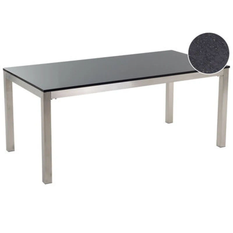 Image of Beliani Garden Dining Table Grosseto 180 Cm 90 Cm Polished Granite Black