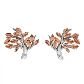 Image of Silver Rhodium & Rose Gold DiamondTree Earrings