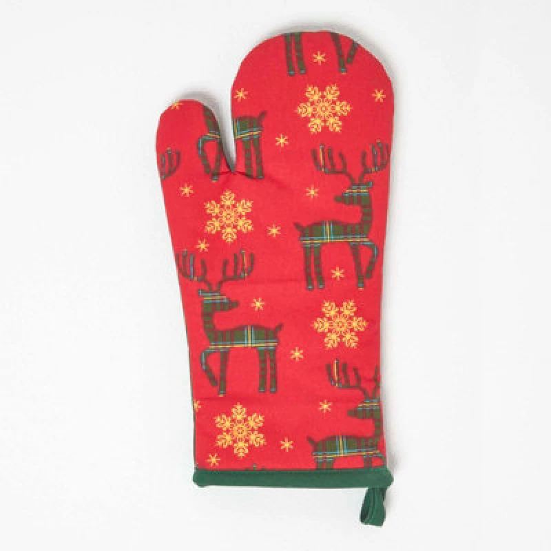 Image of Homescapes Red Reindeer Christmas Oven Glove