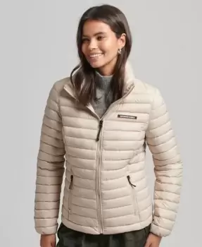 Image of Superdry Womens Tech Core Down Jacket Beige / Feather Grey - Size: 16
