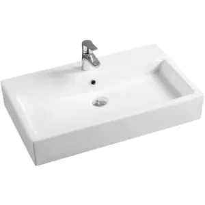 Image of Thick-Edge 7549 Ceramic 51cm Narrow Inset Basin with Rectangular Full Bowl - size - color