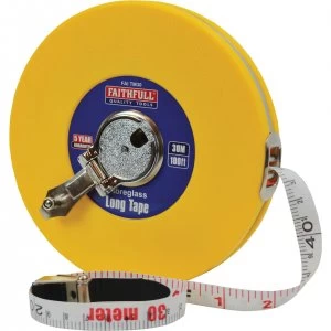 Image of Faithfull Closed ABS Fibreglass Long Tape Measure Imperial & Metric 100ft / 30m 13mm