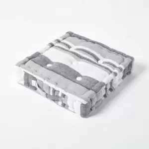 Image of Morocco Striped Cotton Floor Cushion Monochrome - Grey - Homescapes