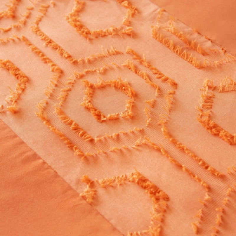 Image of Velosso Chic Bedroom Tufted Duvet Cover & Pillowcase Set in Orange Size: King Orange Unisex King