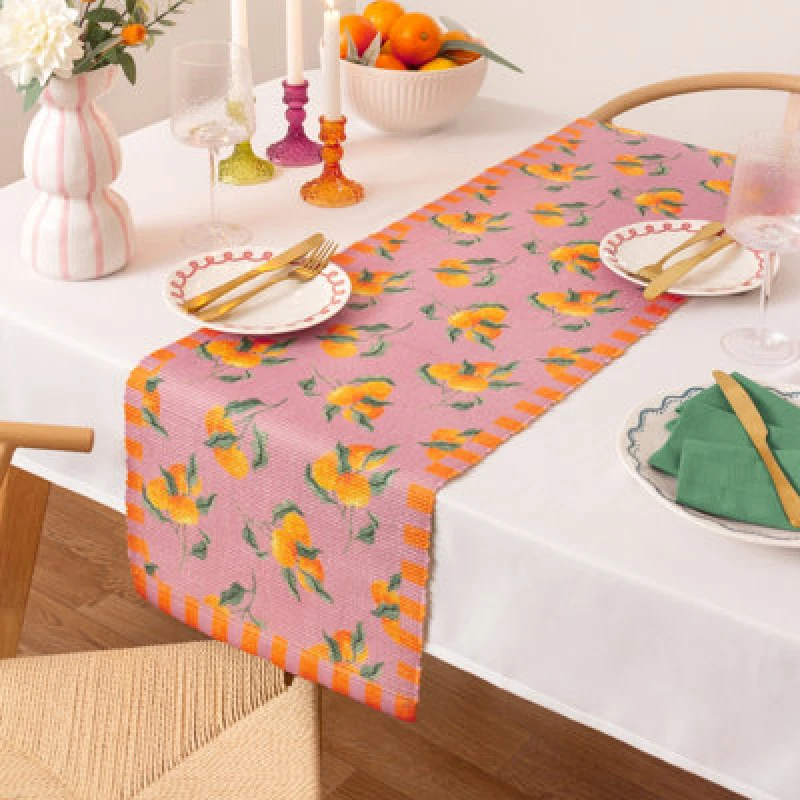 Image of Oranges Indoor/Outdoor Table Runner Pink / 220 x 35cm