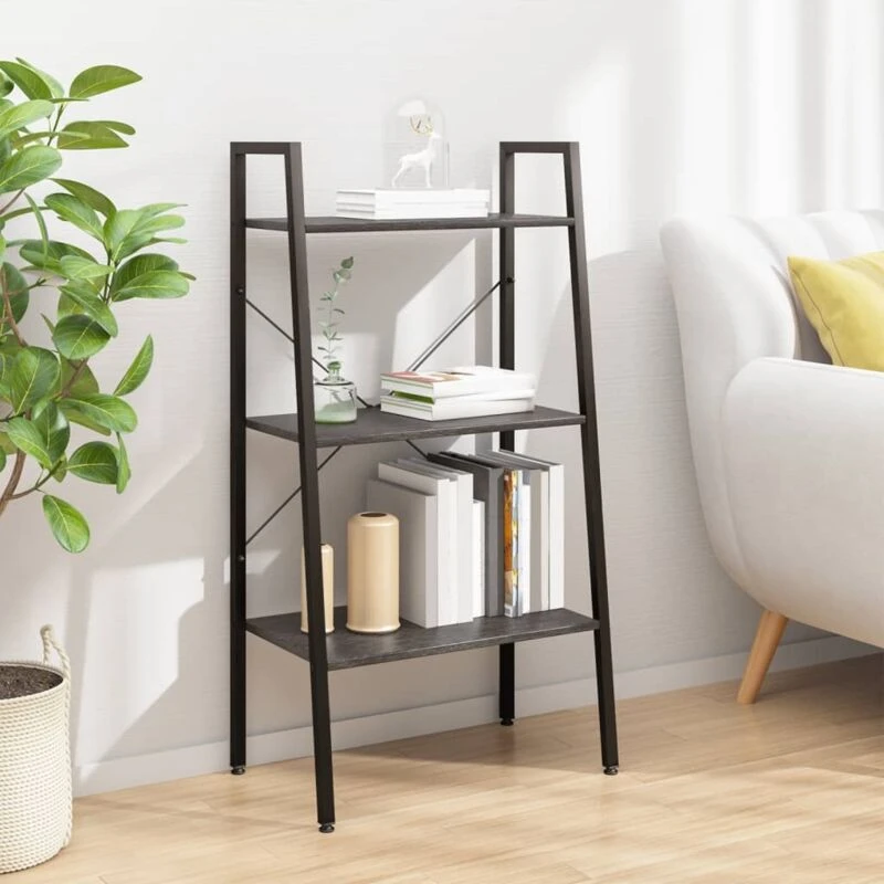 Image of vidaXL 3-tier Standing Shelf Black 56x35x108 cm, Black 336363