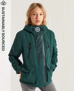 Image of Superdry Womens Hooded Ultimate SD-Windbreaker Navy / Bottle Green/black - Size: 10
