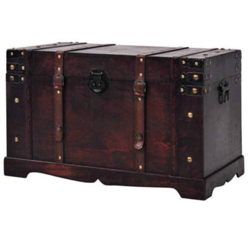 Image of vidaXL Vintage Treasure Chest Wood Brown Storage Cabinet Box Trunk Treasure