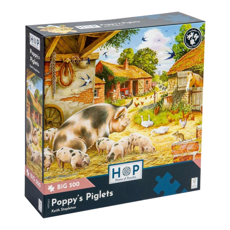Image of The House Of Puzzles Poppy's Piglets, BIG 500 Piece Jigsaw Puzzle Multi unisex