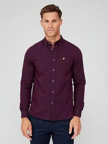 Image of Lyle & Scott Glenshee Plum/Jet Black Light Weight Oxford Shirt