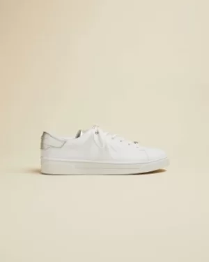 Image of Metallic Detail Leather Trainers