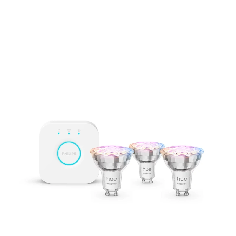 Image of Philips Hue White and colour ambience Essential starter kit: 3 GU10 smart bulbs (345 lm) 929004235707