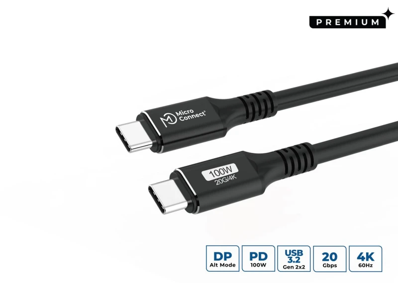 Image of Microconnect USB3.2CC025 USB cable USB 3.2 Gen 2x2 0.25 m USB C Black