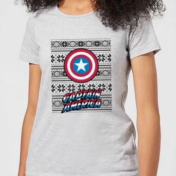 Image of Marvel Captain America Womens Christmas T-Shirt - Grey - XL