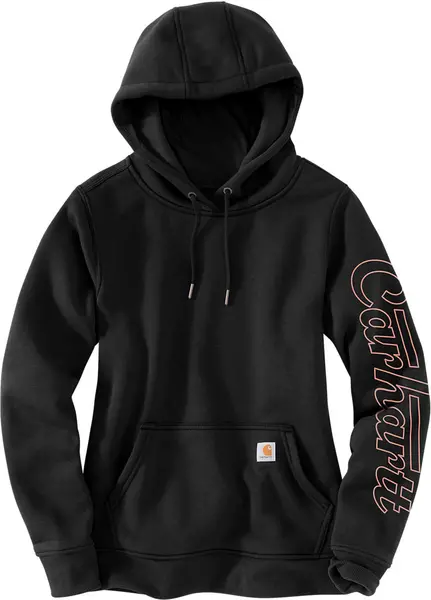 Image of Carhartt Relaxed Fit Rain Defender Graphic Ladies Hoodie, black, Size L for Women