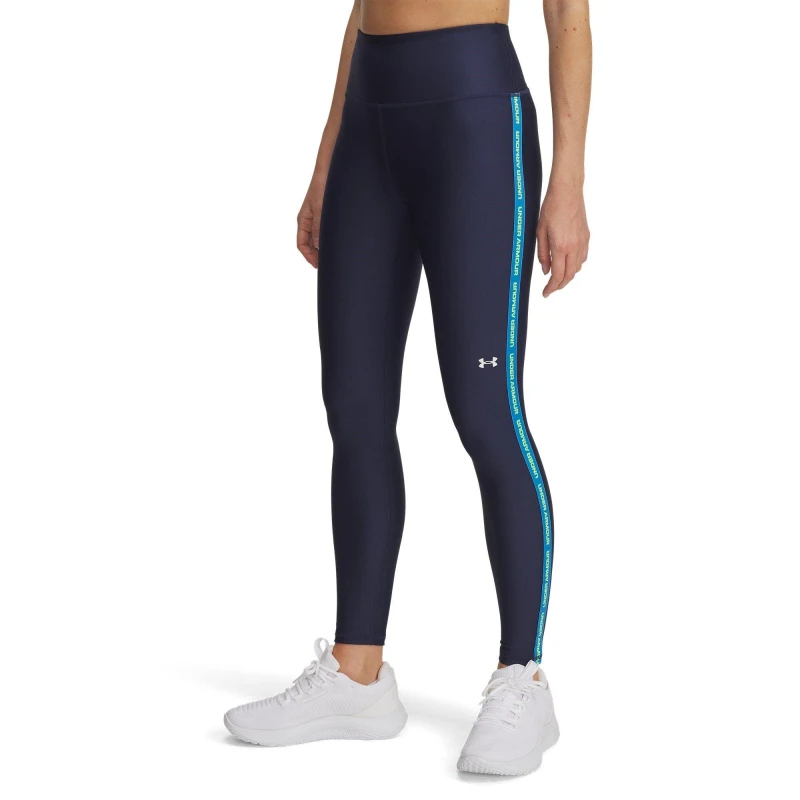 Image of Under Armour Womens Tech Tape Performance Gym Leggings Washed Navy female 10 (S)