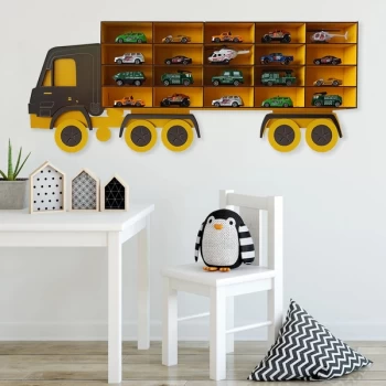 Image of Kamyon - Yellow, Black Yellow Black Decorative MDF Wall Shelf