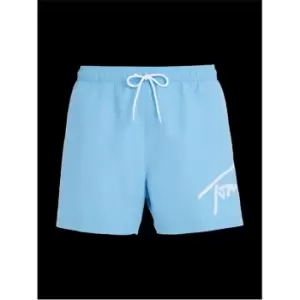 Image of Tommy Hilfiger Signature Logo Drawstring Swim Shorts - Blue