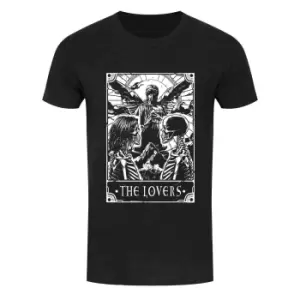 Image of Deadly Tarot Mens The Lovers Denim T-Shirt (S) (Black)