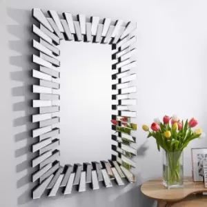 Image of Furniture Box Starburst Silver Stylish Rectangular Modern Contemporary Living Room Bedroom Wall Mirror 66 X 100 Cm