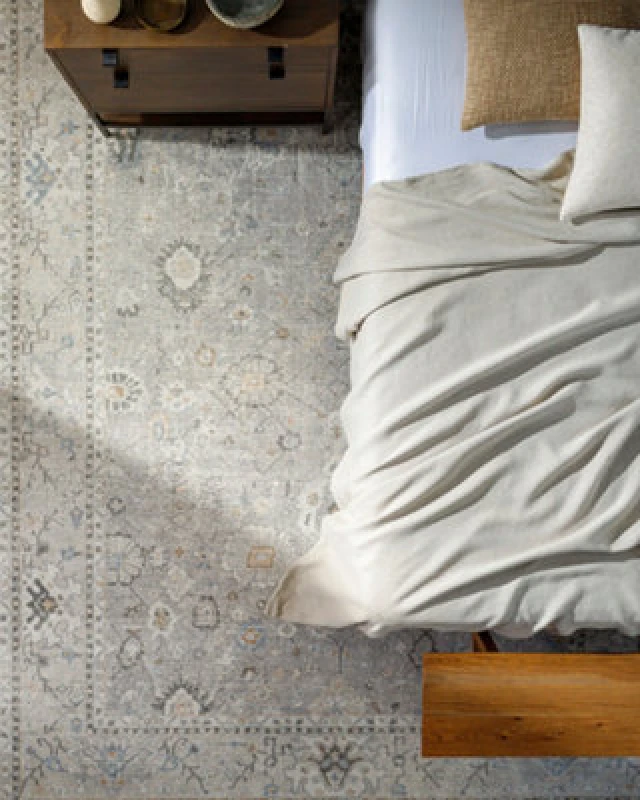 Image of Becki Owens X Livabliss Vintage Oriental Boho Light Grey Davina Area Rug 200 X 275cm - Easy Care, Ideal For Living Room & Bedroom