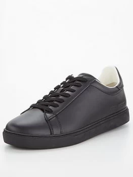 Image of Armani Exchange Clean Leather Trainers Black Size 9 Men