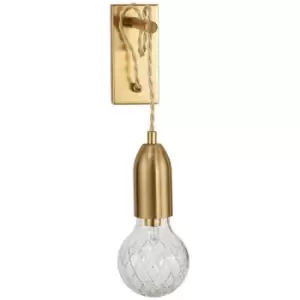 Image of Merano Kitimat Wall Lamp Brass Metal, Clear Glass LED G9