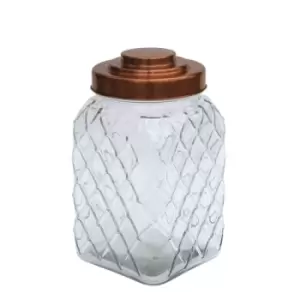 Image of Copper Lidded Square Glass Jar - 10.5" Med