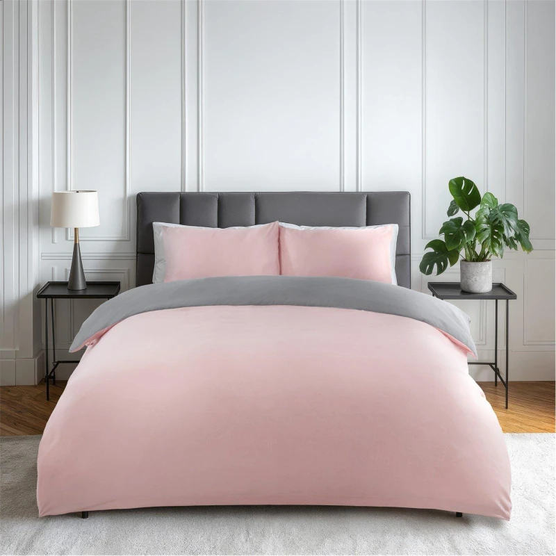 Image of Emma Barclay Duvet Set Reversible Non Iron Soft Touch Lyla Blush Pink /Gre unisex Double