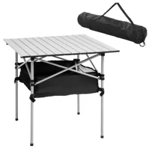 Image of Outsunny Aluminum Roll-Top Table w/Mesh Bag - Silver
