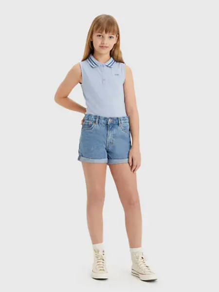 Image of Teenager Mini Mom Roll Cuff Shorts - Blue