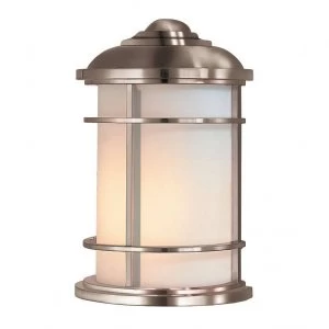 Image of 1 Light Outdoor Wall Half Lantern Light Brushed Steel IP44, E27