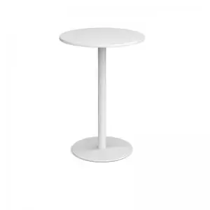 Image of Monza circular poseur table with flat round white base 800mm - white