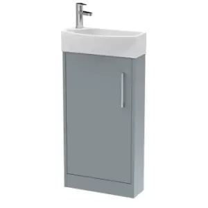 Image of Hudson Reed Juno Compact 440mm Floor Standing 1 Door Unit & 1 Tap Hole Basin RH - Coastal Grey