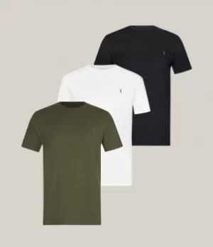 Image of AllSaints Mens Brace Tonic Crew 3 Pack T-Shirts, Marsh/jet Blk/wht, Size: S