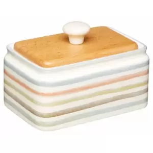 Image of Kitchencraft Classic Collection Ceramic Butter Dish, Striped