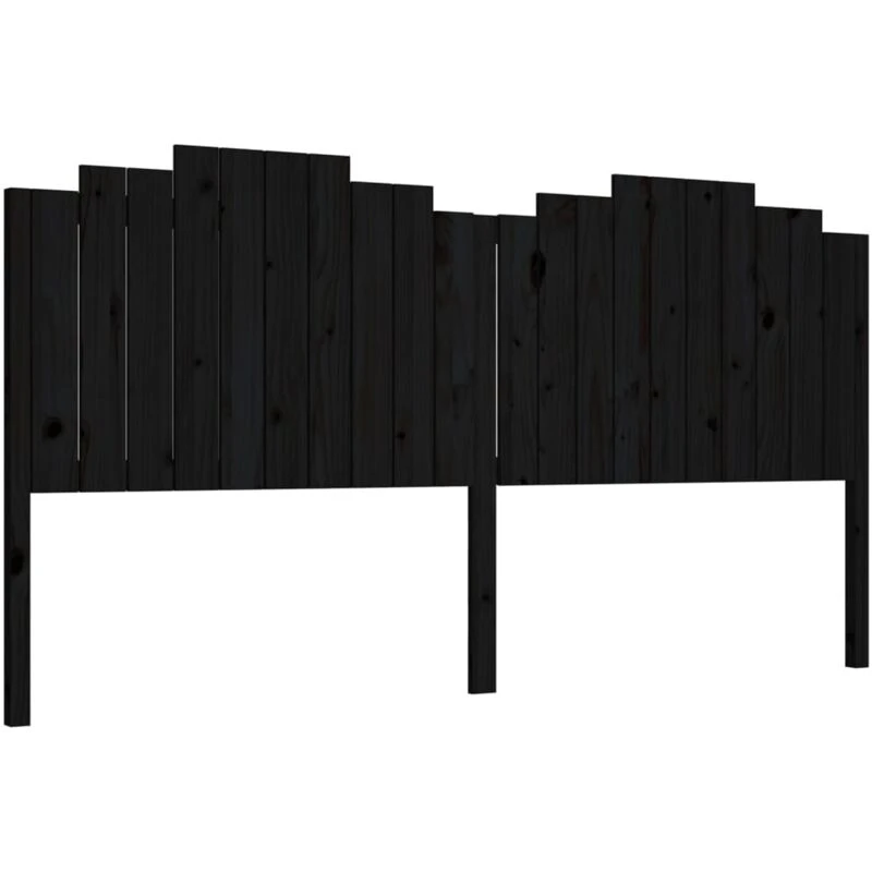Image of LES TENDANCES Bed Headboard Black 206x4x110cm Solid Wood Pine vidaXL 8720287003755