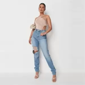 Image of Missguided Slinky Cut Out Bodysuit - Pink