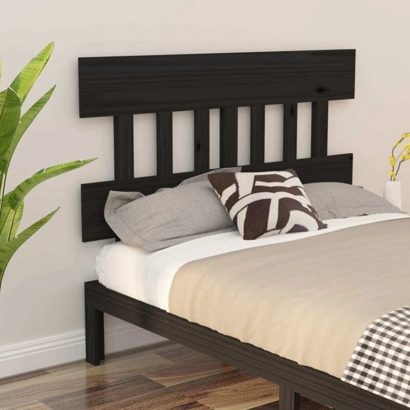 Image of VIDAXL Bed Headboard Black 143.5x3x81cm Solid Wood Pine Vidaxl 8720287010050