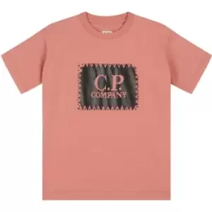 Image of CP COMPANY Boys Stitch Logo T Shirt - Pink