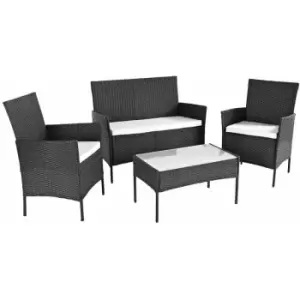 Image of Neo Black 4 Piece Rattan Outdoor Furniture Garden Sofa Set