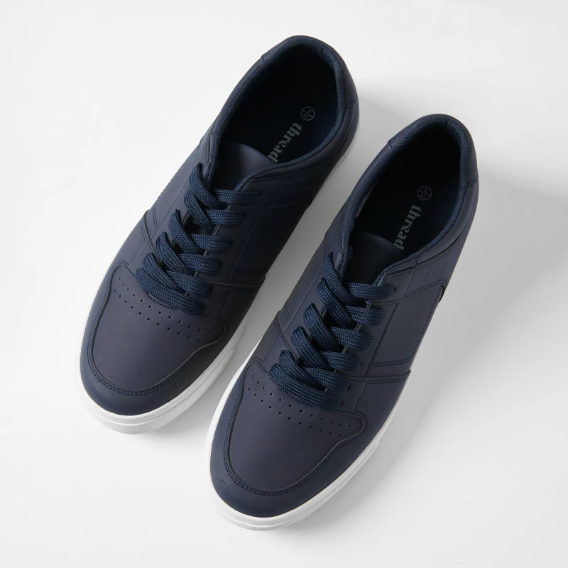 Image of Threadbare Stitch Detail Court Trainers Navy male 10