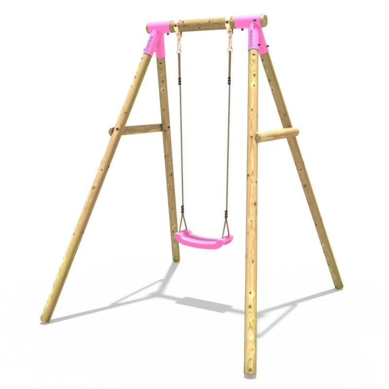 Image of Rebo Wooden Garden Swing Set - Solar Pink Pink
