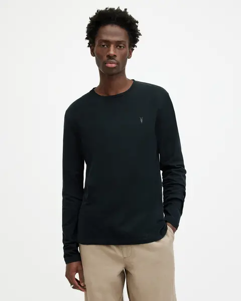 Image of AllSaints Brace Brushed Cotton Long Sleeve T-Shirt