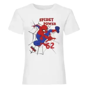 Image of Spider-Man Girls Spidey Power T-Shirt (7-8 Years) (White/Red/Blue)