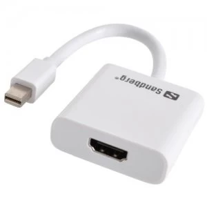 Image of Sandberg Mini DisplayPort Male to HDMI Female Converter Cable White 5 Year Warranty