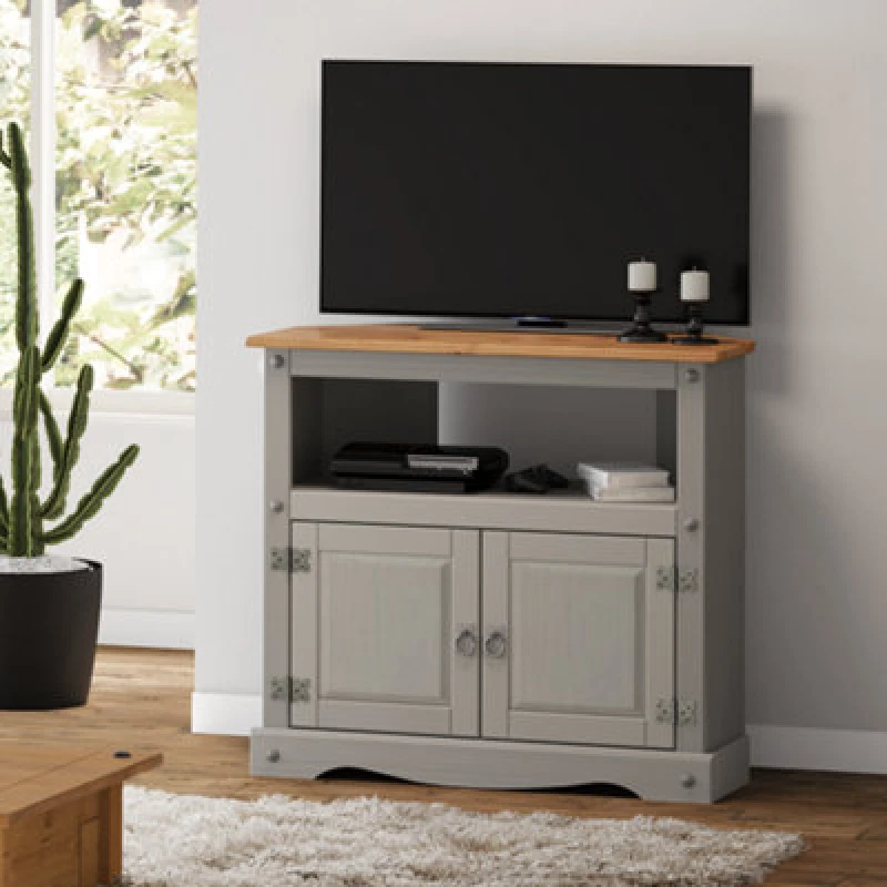 Image of MERCERS FURNITURE Corona Grey Wax Corner tv Unit 5060335867681