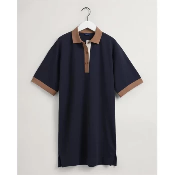 Image of Gant Block Polo Dress Womens - EVENING BLU 433