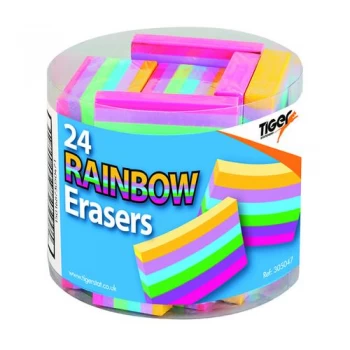 Image of Rainbow Coloured Block Erasers Pack of 24 305047